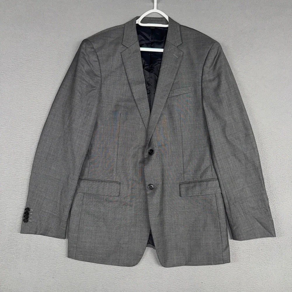 Banana Republic Blazer Mens 42L Grey Slim Fit Marzotto Wool Sport Coat Jacket